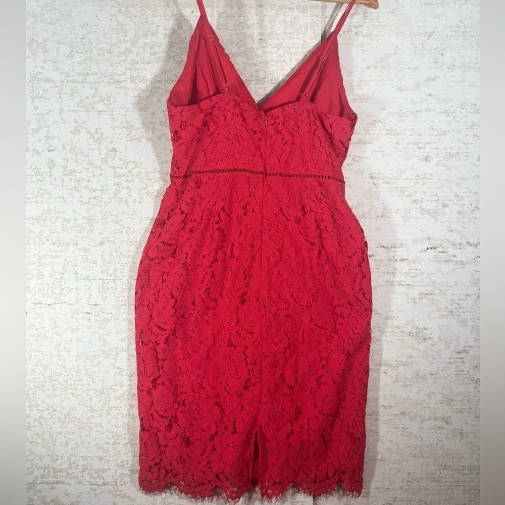 ASTR Red Lace Dress Sz Medium Spaghetti Strap Cami Boho Cocktail Formal - Picture 7 of 11